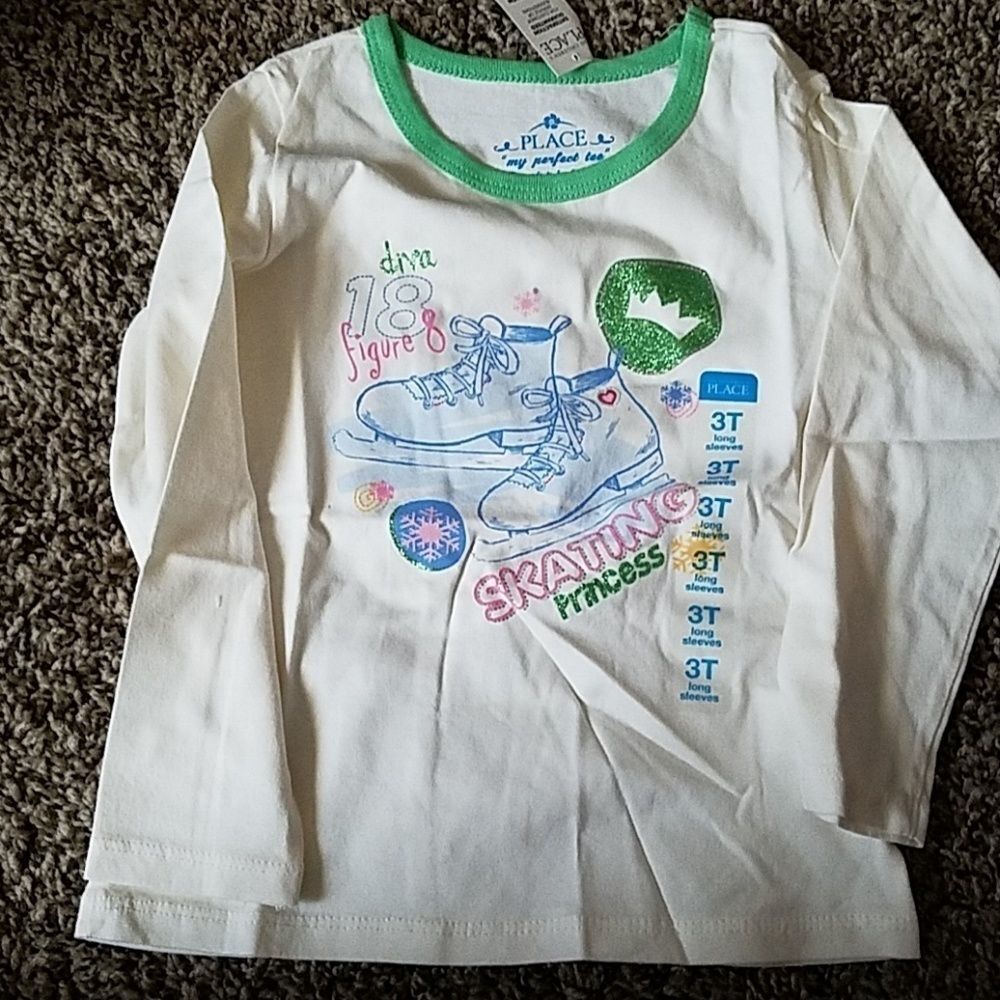 The Children’s Place Girls Size 3T Tee – Ice Skating Theme – Long Sleeve Shirt